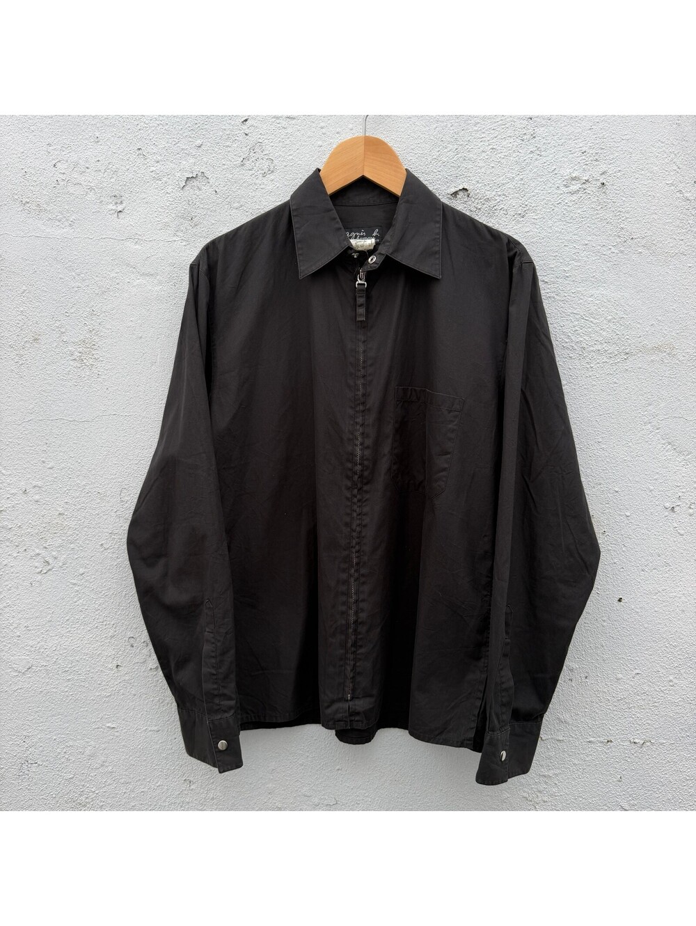 Agnes B. Black Zipup Longsleeve Shirt 90s